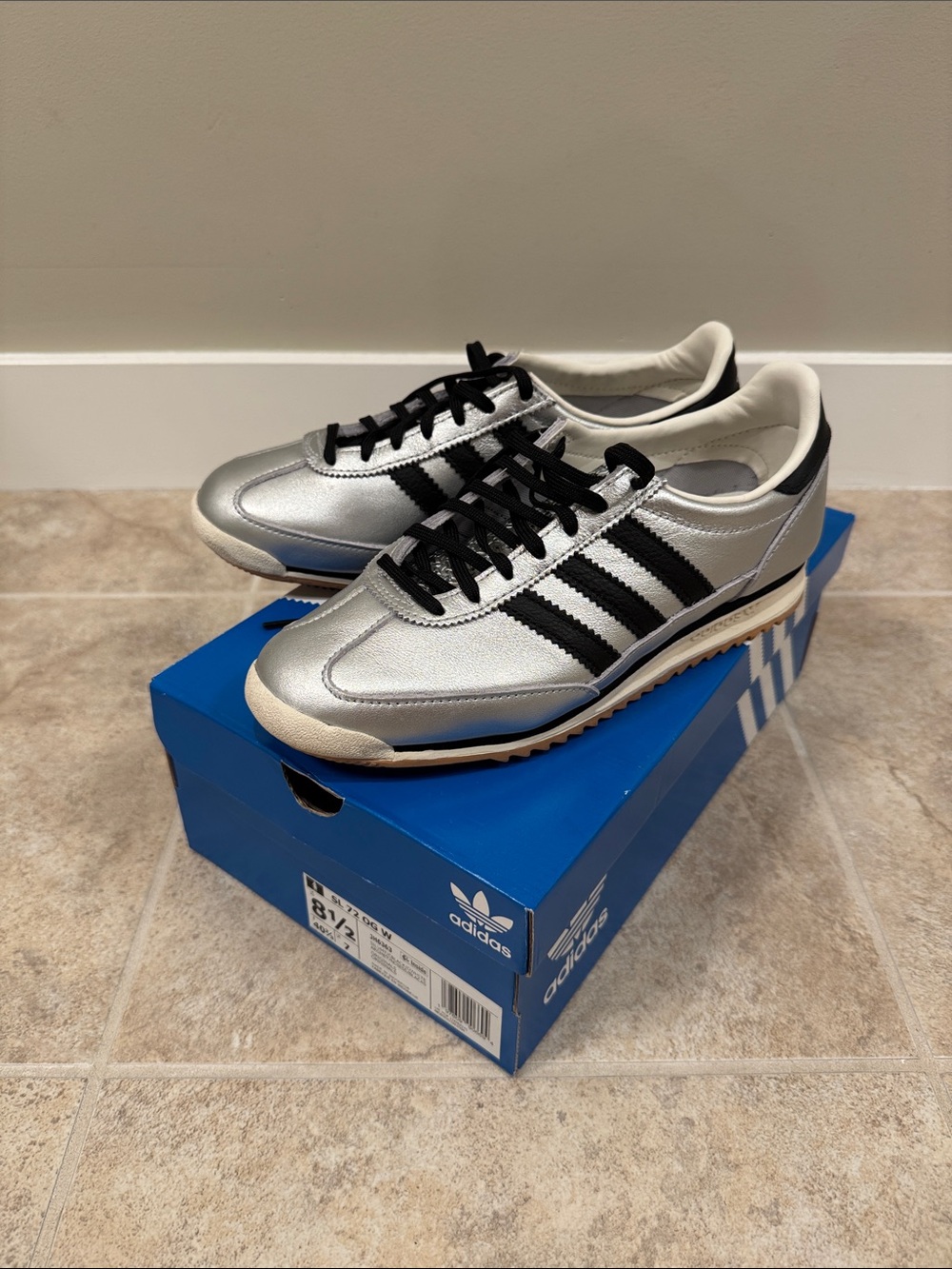 adidas Silver and Black SL72 OG Classic Sneakers